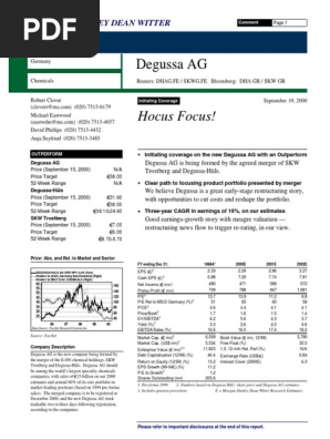 Degussa Ag Hocus Focus Mergers And Acquisitions Stock Market Index