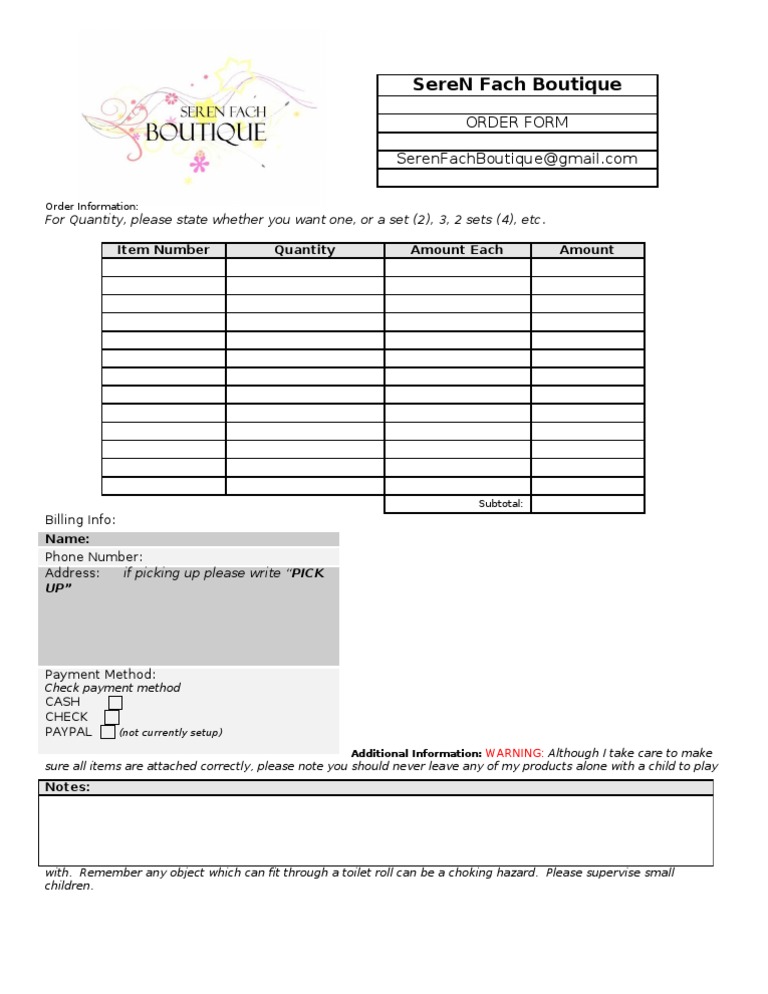 SFB Order Form-Test | PDF