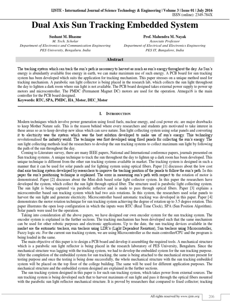 Dual Axis Sun Tracking Embedded System | PDF | Electrical Engineering ...
