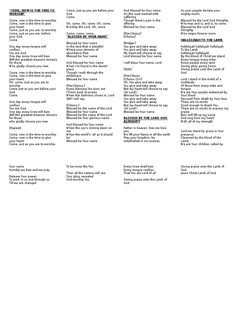 Worship Songs for Praise and Adoration | PDF | Lamb Of God | Grace In ...