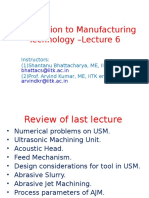 Introduction To Manufacturing Technology - Lecture 6