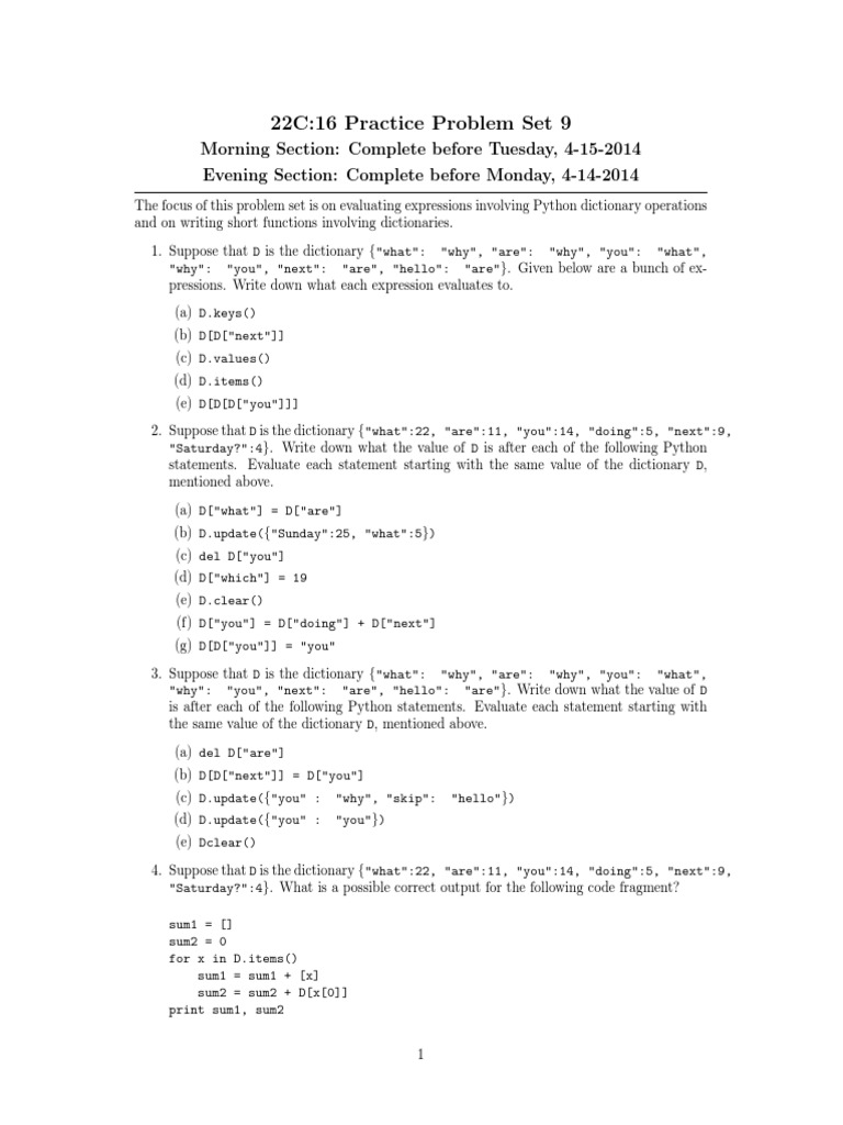 Python Dictionary Exercises | PDF
