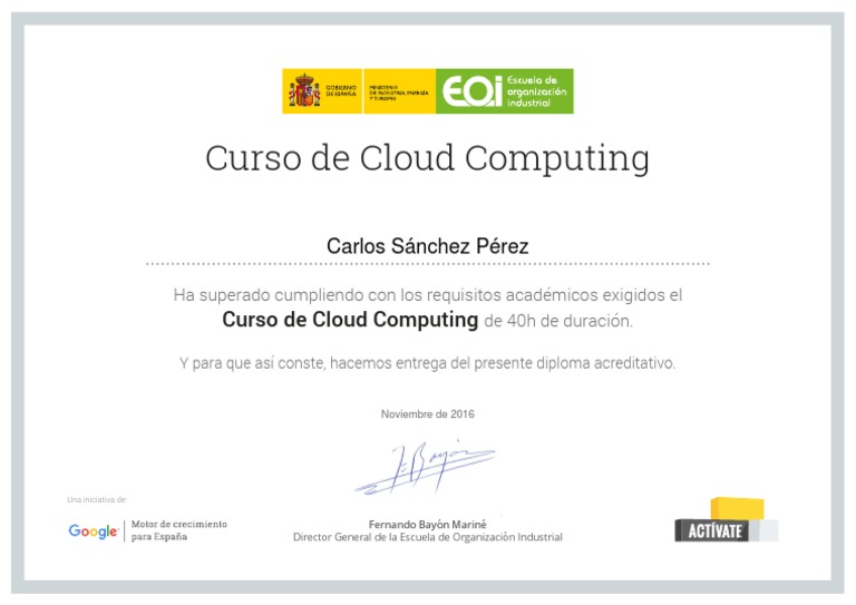 Diploma Curso Cloud Computing 40h | PDF