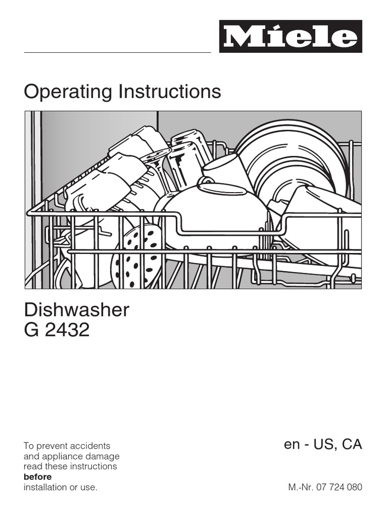 Miele G2432 Dishwasher Operating Instructions Manual | Dishwasher | Nature