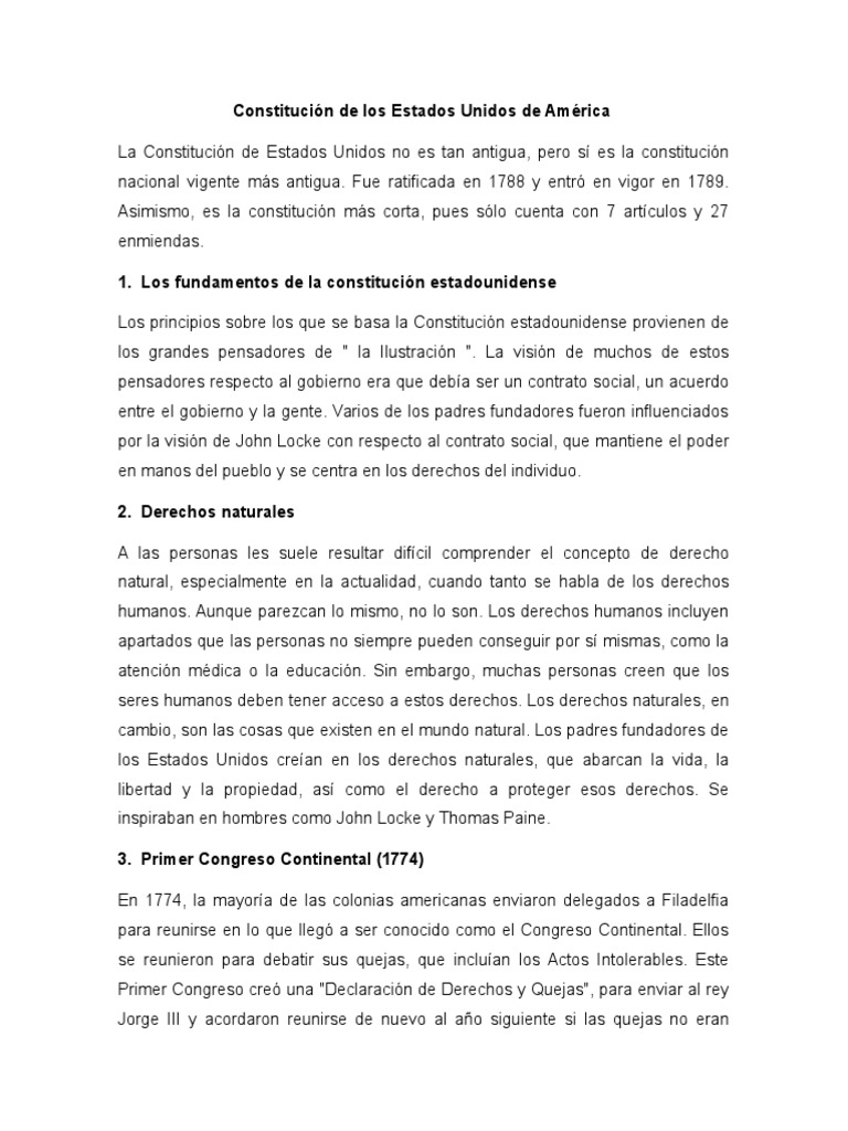 Historia de la Constitución de EE. UU. | PDF | Declaración de ...