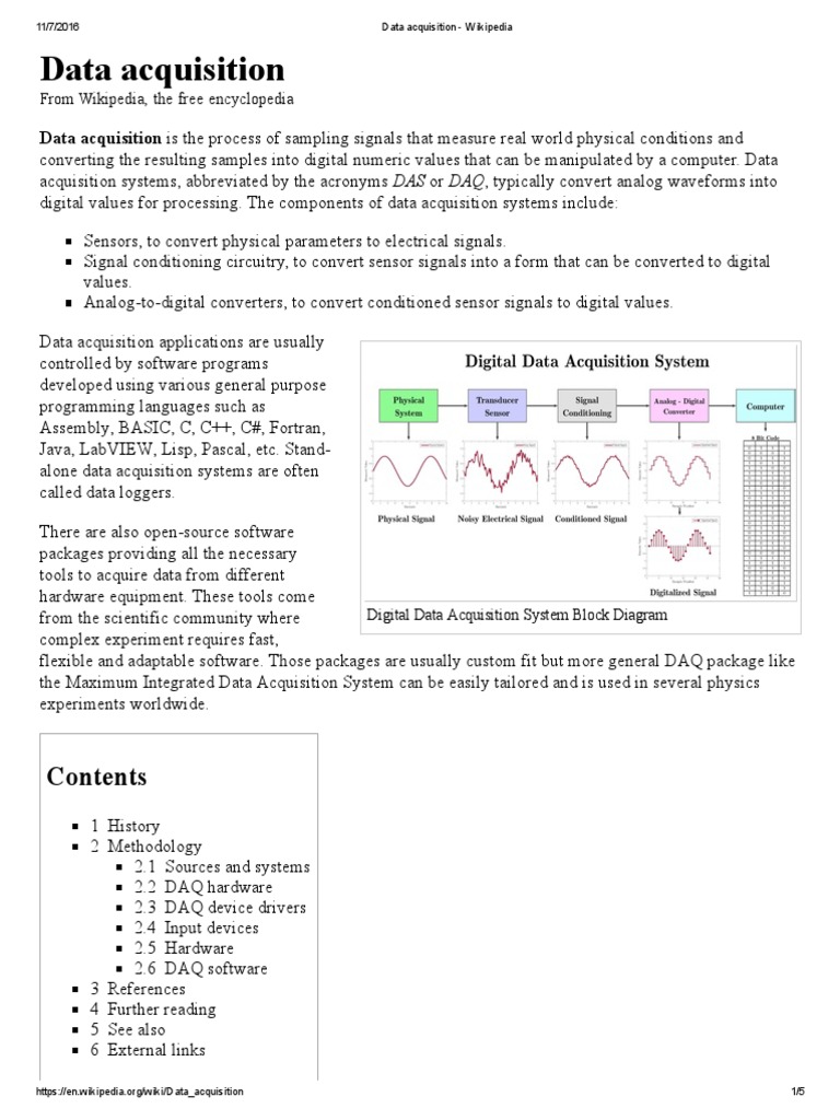 Data Acquisition - Wikipedia | PDF | Data Acquisition | Manufactured Goods