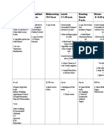 Daily meal and activity schedule