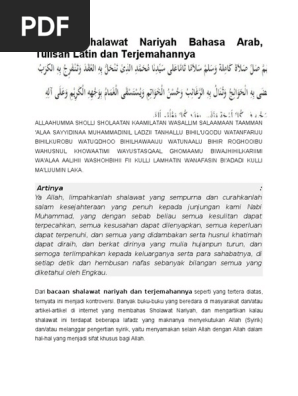 Bacaan Shalawat Nariyah Bahasa Arab