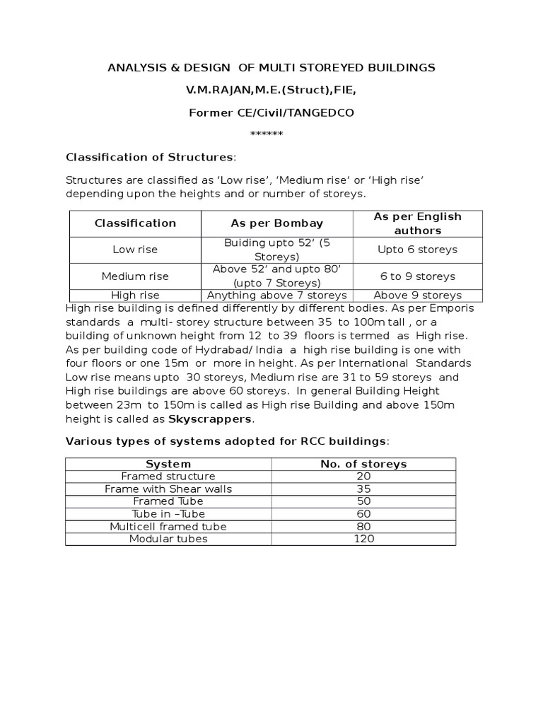 Multi Storeyed Building Design Overview | PDF