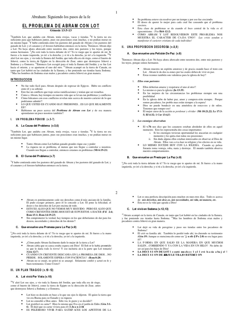 Estudio Biblico de Abraham y Lot PDF Abrahán Creencia religiosa y