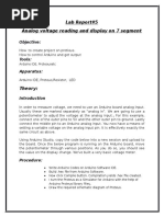 Lab Report#5 Analog Voltage Reading and Display On 7 Segment