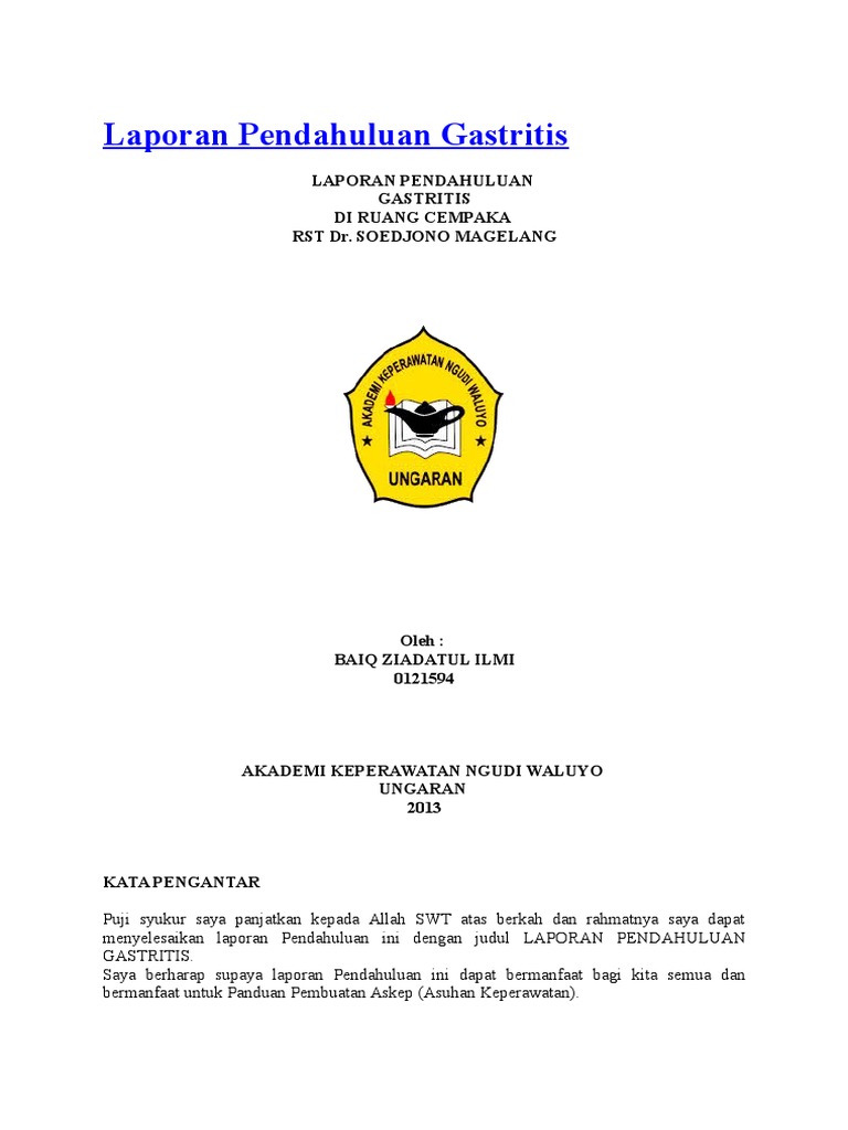 Laporan Pendahuluan Gastritis