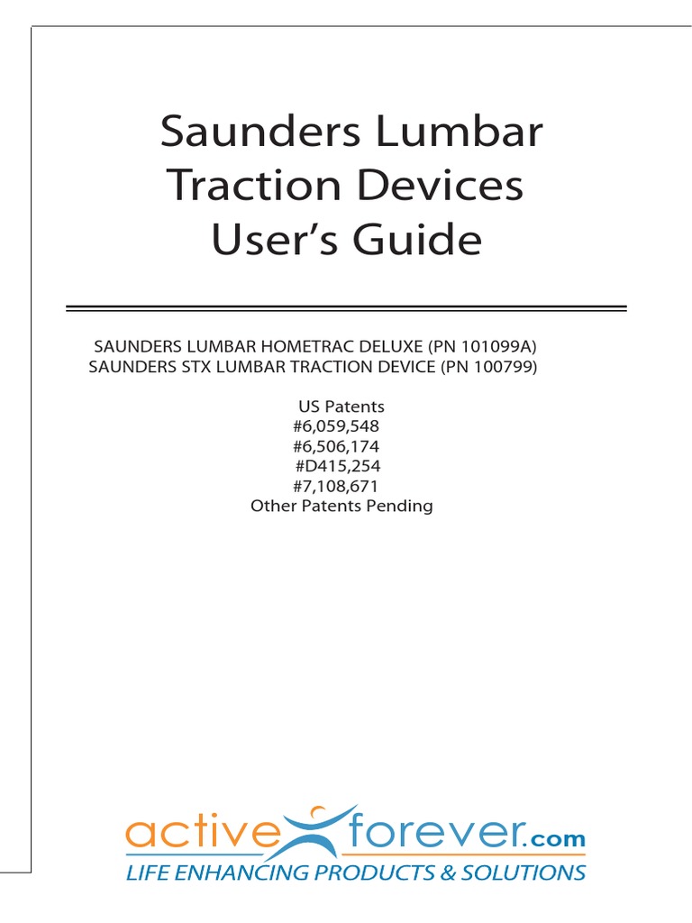 Saunders Lumbar Home Traction Device Manual PDF Arthritis