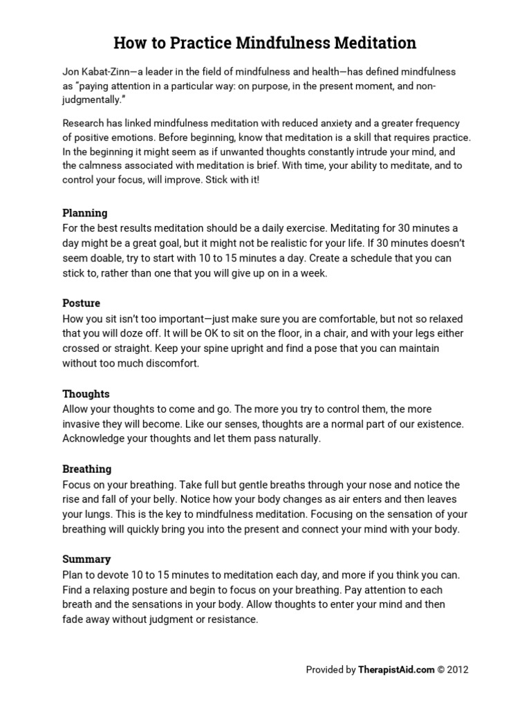 How To Practice Mindfulness Meditation | PDF