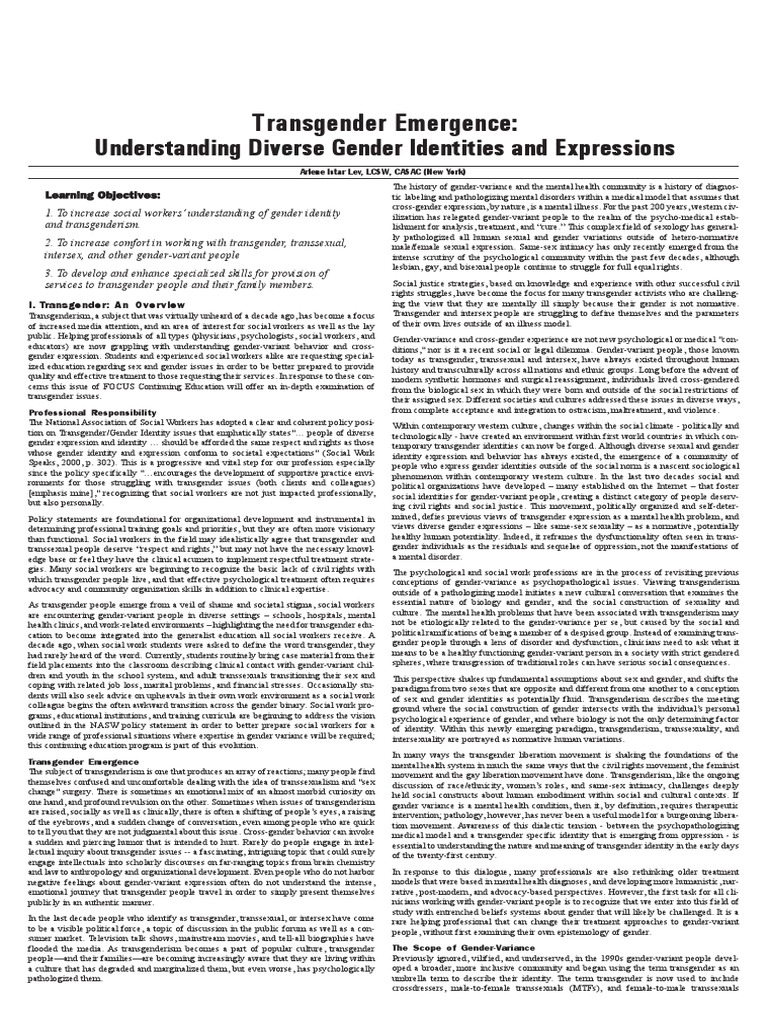 Transgender Emergence LEV | PDF | Transgender | LGBTQIA+ Studies