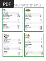 280 Restaurant Menu