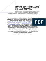 10 de Octubre Día Mundial de La Salud Mental