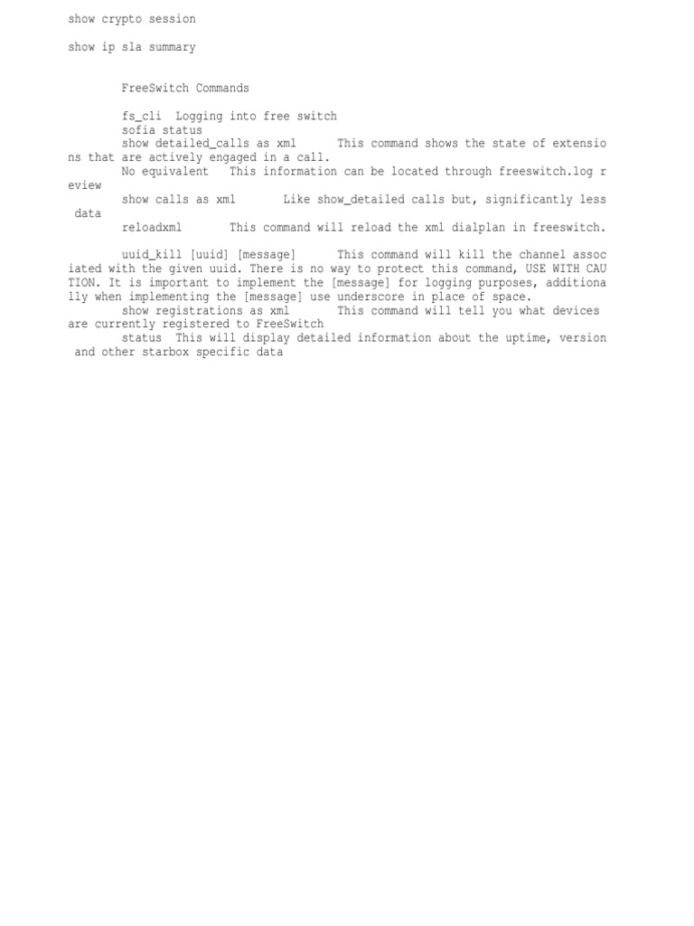FreeSwitch Command Reference Guide | PDF | Computers