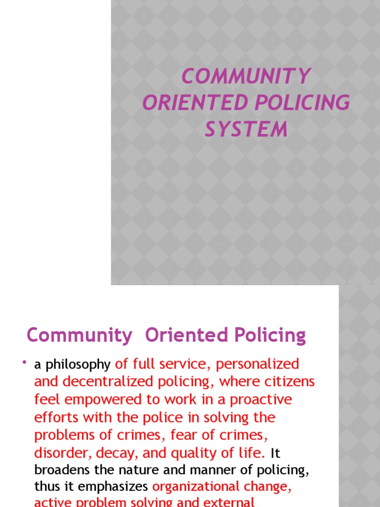 Community Oriented Policing System Overview | PDF | Community Policing ...