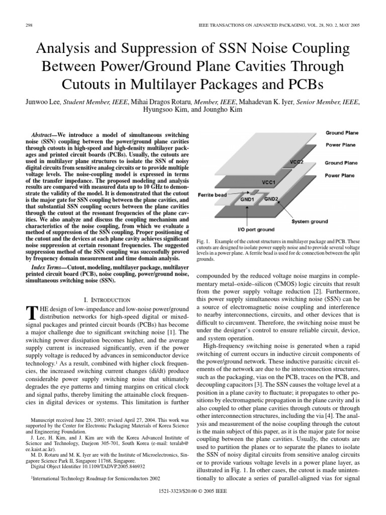 Analysis and Suppression of SSN Noise Coupling Between Power Ground ...
