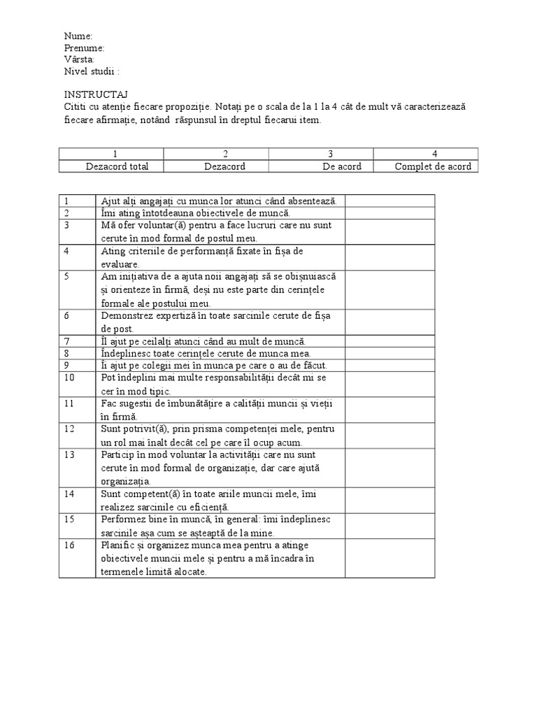 Performance Scale Goodman Svyantek | PDF