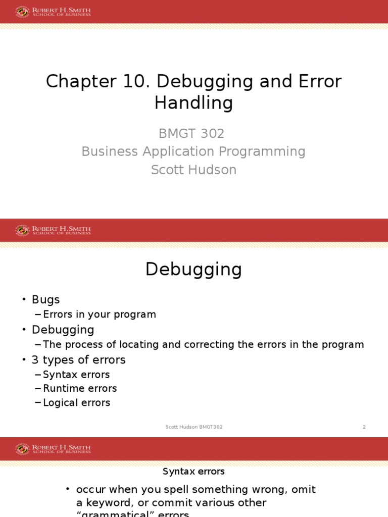 10 - Debugging and Error Handling | PDF | Debugging | Run Time (Program ...