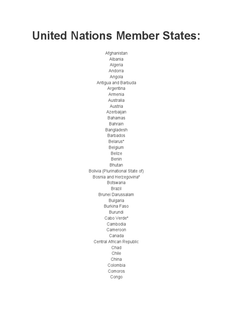 UN Member States List 2023 | PDF