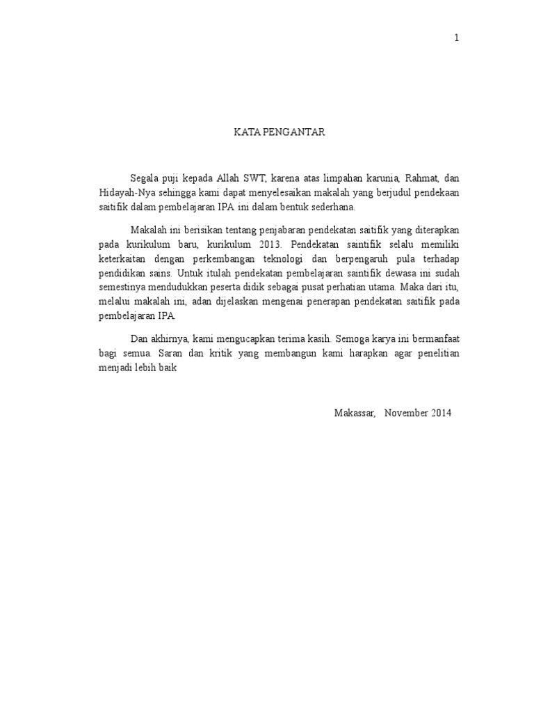 Makalah Pendekatan Saintifik Pada Pembelajaran Ipa Pdf
