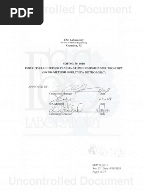 Standard Operating Procedure for Metals Aug 2009