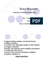 Redox Reactions: By: Fatimah Solihah Class: XI IPA 2 Sma Negeri 2 Depok