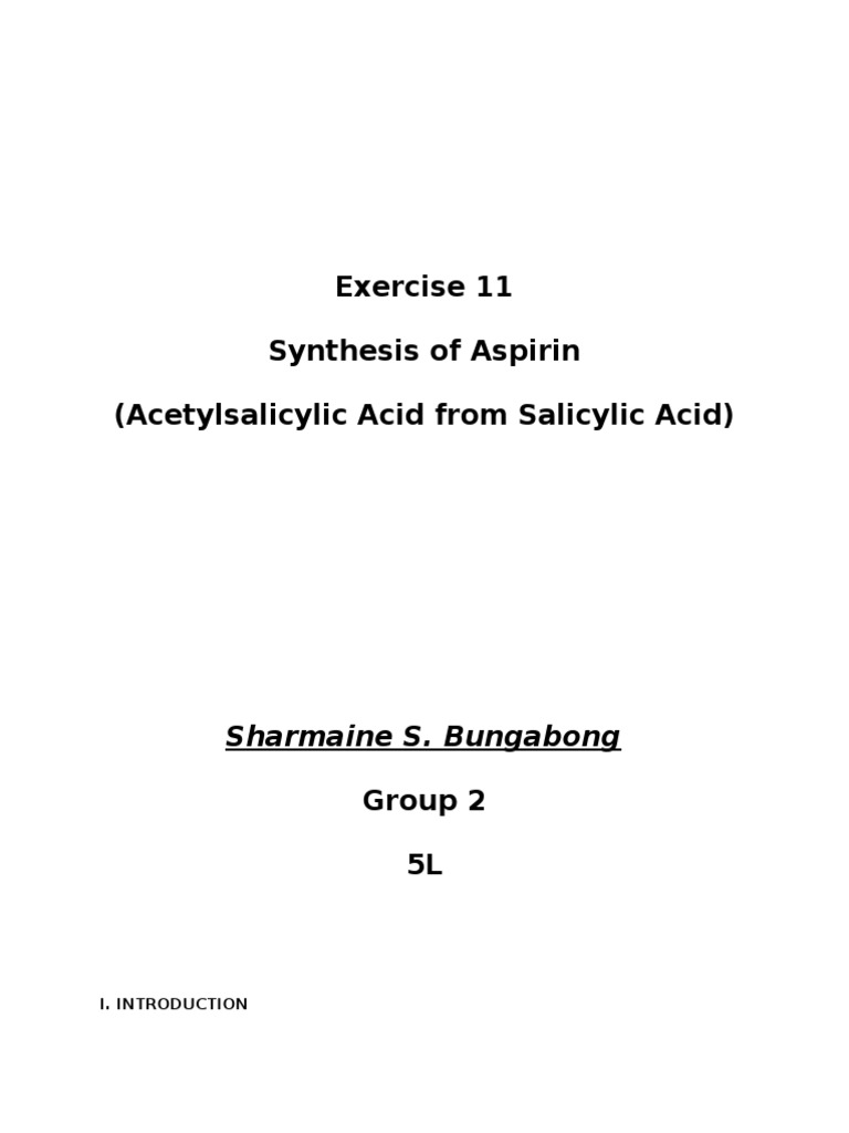 Synthesis and Characterization of Aspirin through Nucleophilic ...