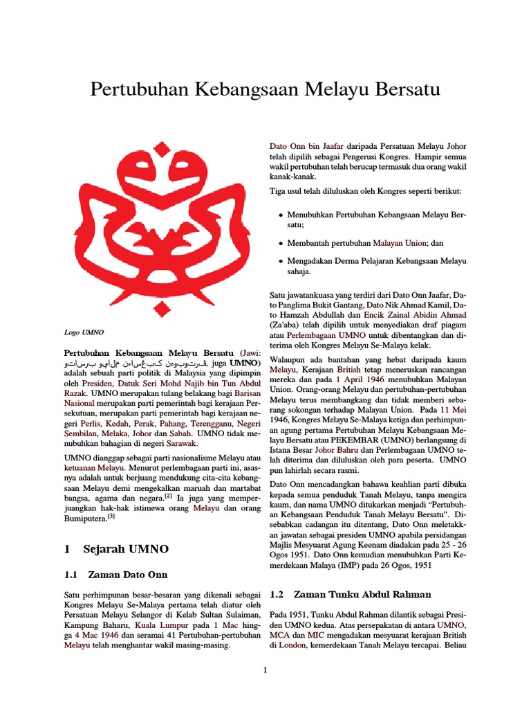 Pertubuhan Kebangsaan Melayu Bersatu  PDF