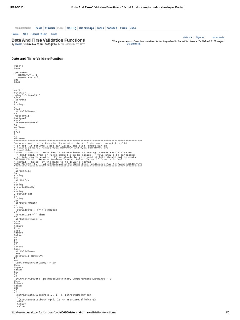 Date and Time Validation in VB.NET | PDF | Boolean Data Type ...