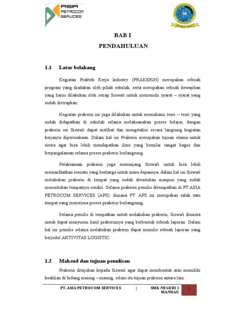 Laporan Praktek Kerja Industri Perminyakan ( Logistic )