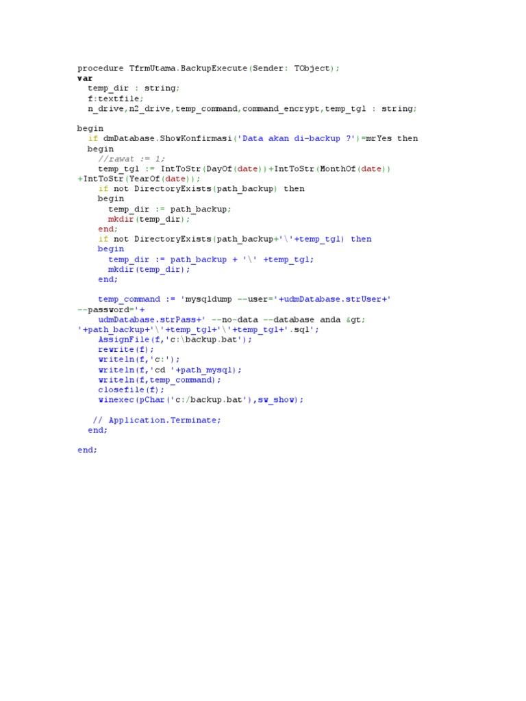 Backup Mysql Delphi | PDF | Data Management Software | Databases