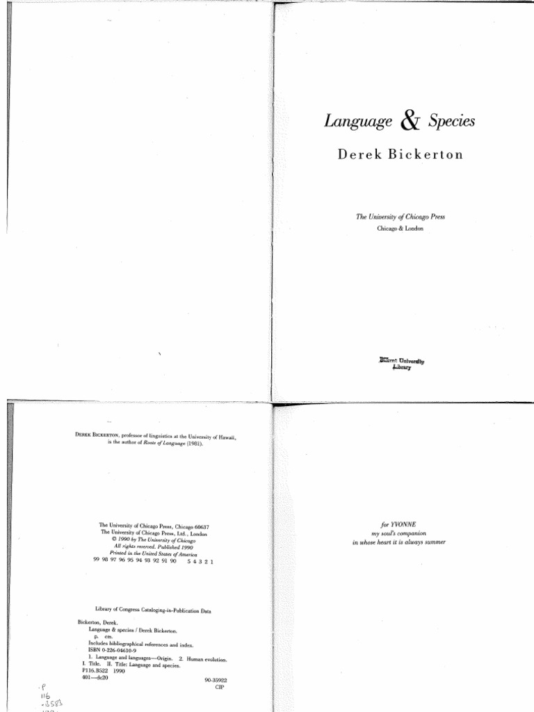 Bickerton Language And Species Pdf