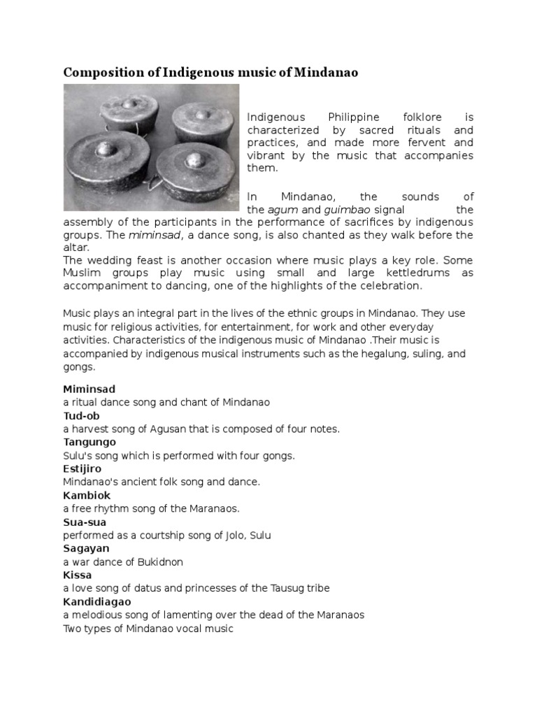 Indigenous Music of Mindanao | PDF | Social Science | Art