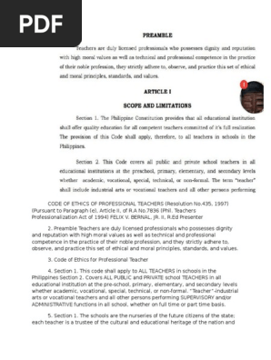 Code Of Ethics Of Professional Teachers Pdf Academic Freedom Teachers