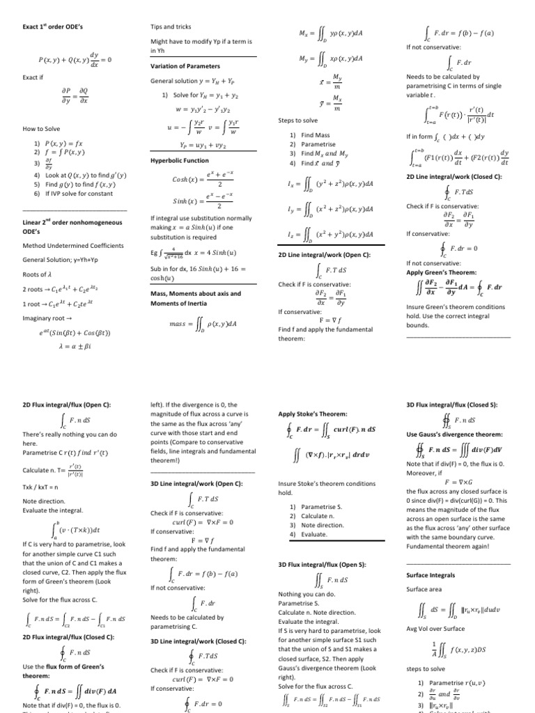 Math2000 in A Nut Shell | PDF | Eigenvalues And Eigenvectors | Flux