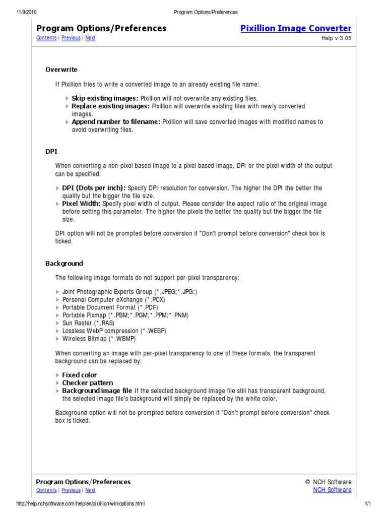 Program Options Preferences | PDF