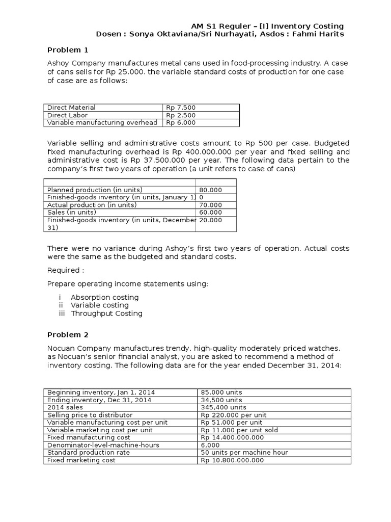 Inventory Costing Methods Overview | PDF | Inventory | Cost Of Goods Sold