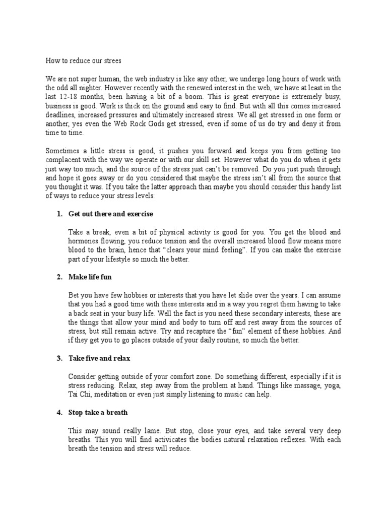 10 Effective Ways to Reduce Stress | PDF