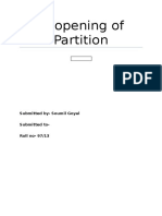 Reopening of Partition: Submitted By-Soumil Goyal Submitted To - Roll No - 97/13