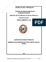 Especificaciones técnicas ambientales viales Paraguay (ETAGs