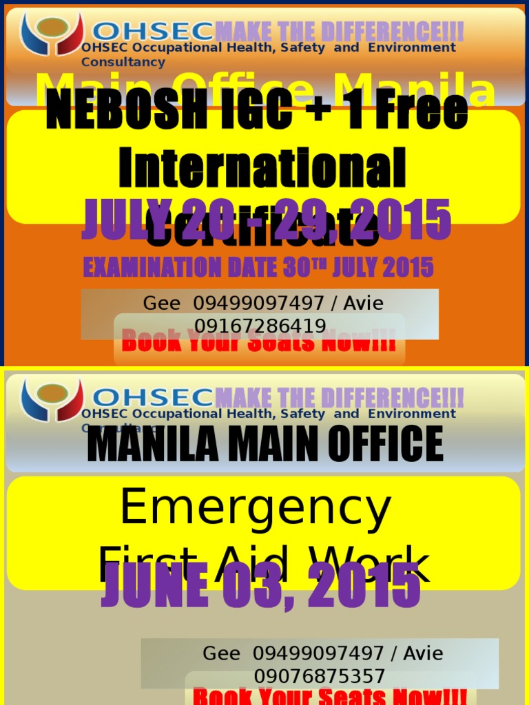 OHSEC Safety Training Schedule 2015 | PDF