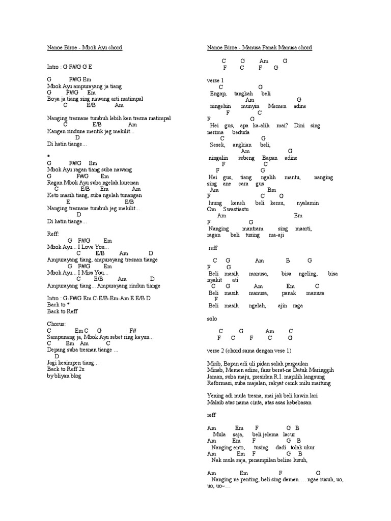 Lagu Bali Chord | PDF