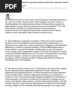 World Renowned Cancer Specialist Dr Sam Bernal Finding a Breakthrough in Regenerative Medicine
