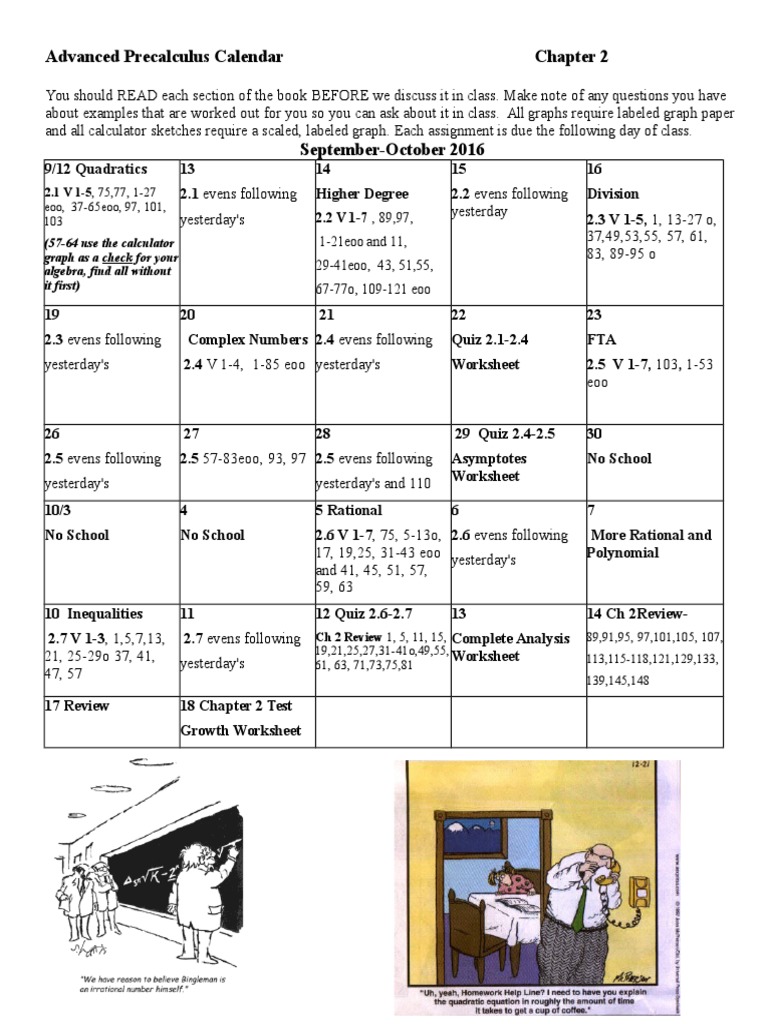 Advanced Precalculus Calendar: Eoo, 37-65eoo, 97, 101, 103 | PDF ...