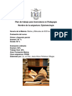 Plan de trabajo para licenciatura en Pedagogía 3° Epistemología