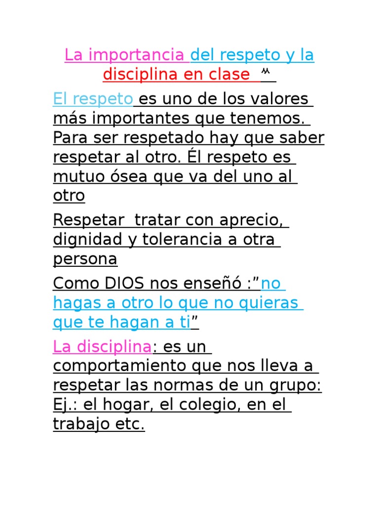 La Importancia Del Respeto y La Disciplina Lauuu ;)